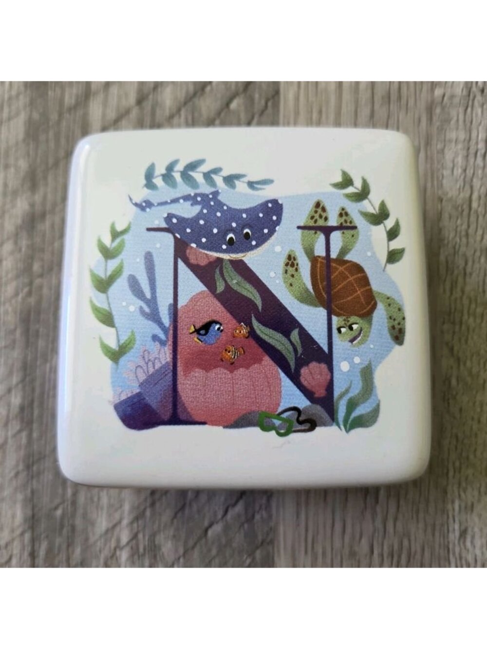 Disney Parks ABC Letters N Is For Nemo‎ Ceramic Trinket Box Square